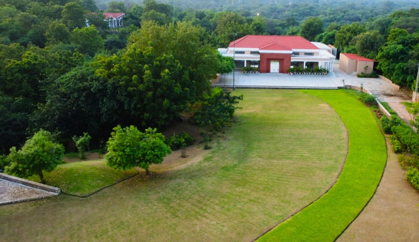 Aerial view of the SilverOak Club Infinity venue Front Lawns