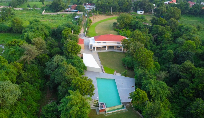 Aerial view of the SilverOak Club Infinity venue Swimming Garden Area
